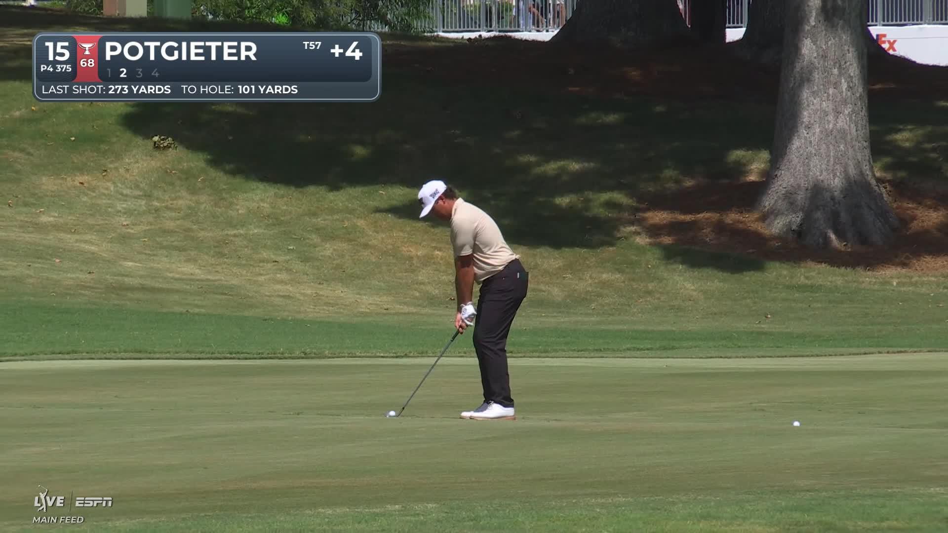 Aldrich Potgieter gets up-and-down from 102 yards for birdie on No. 15 at FedEx St. Jude