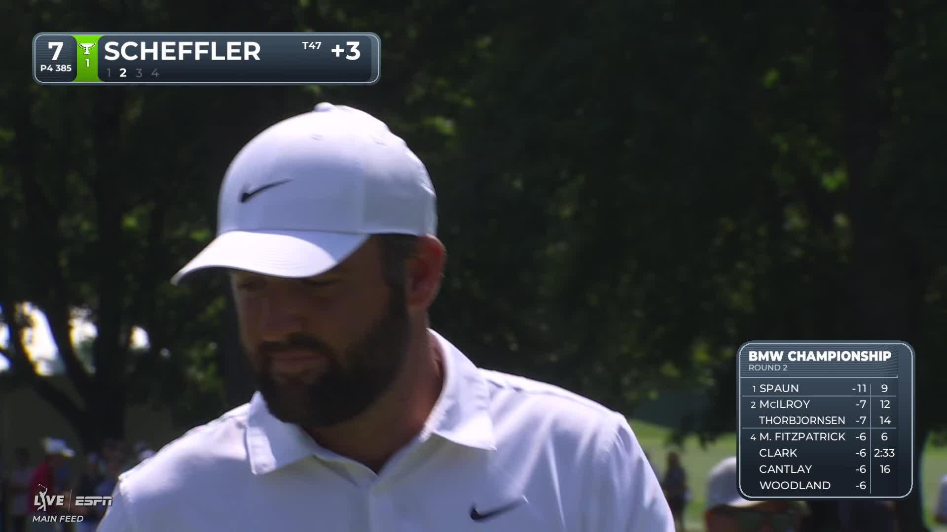 Scottie Scheffler gets up-and-down from 114 yards for birdie on No. 7 at BMW Championship
