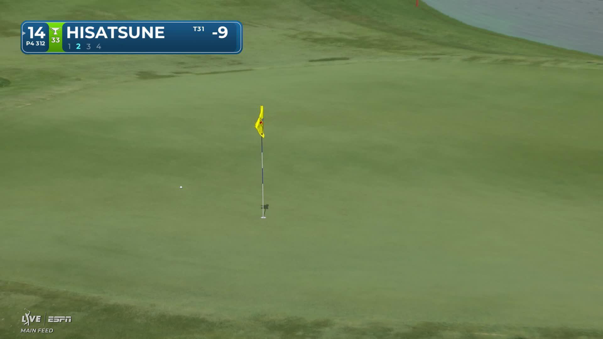 Ryo Hisatsune sinks 9-foot birdie putt on No. 14 at THE CJ CUP