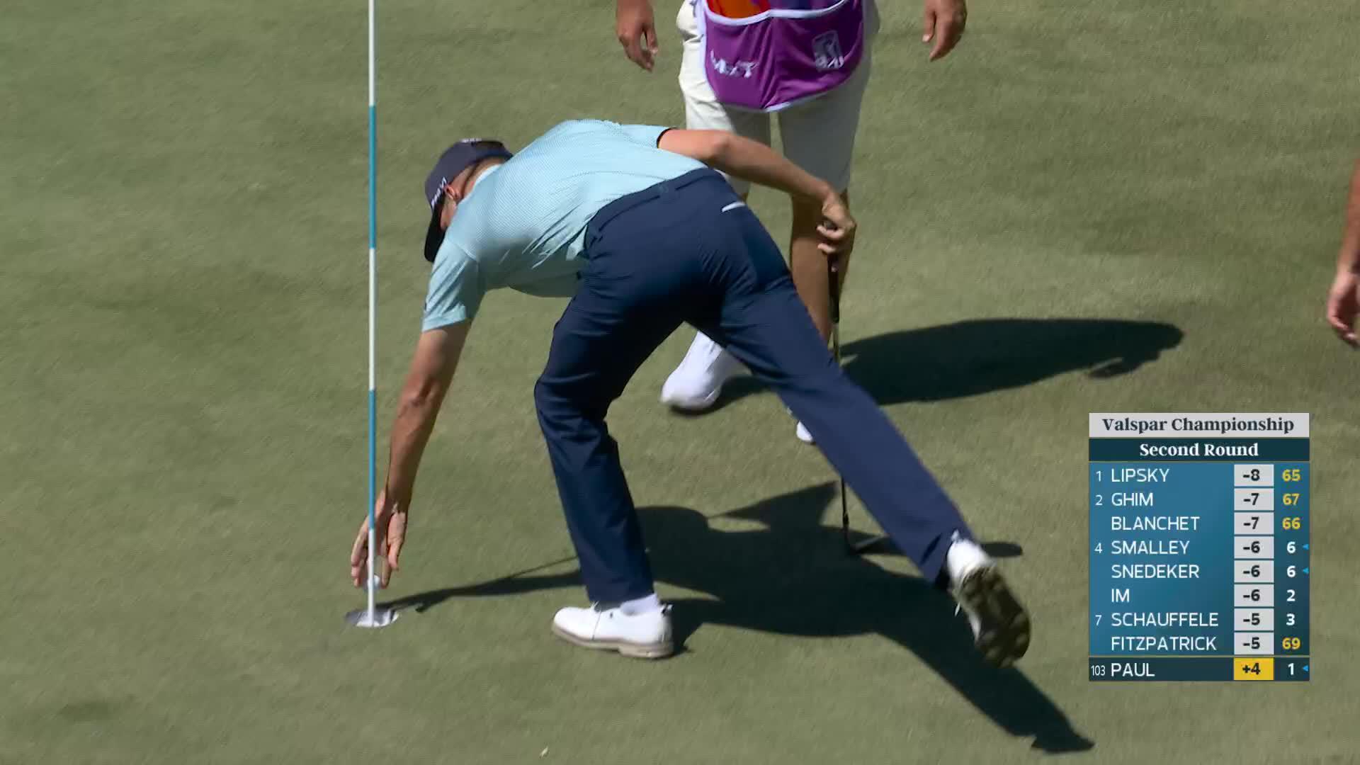 Jeremy Paul sinks 26-foot birdie putt from rough on No. 10 at Valspar