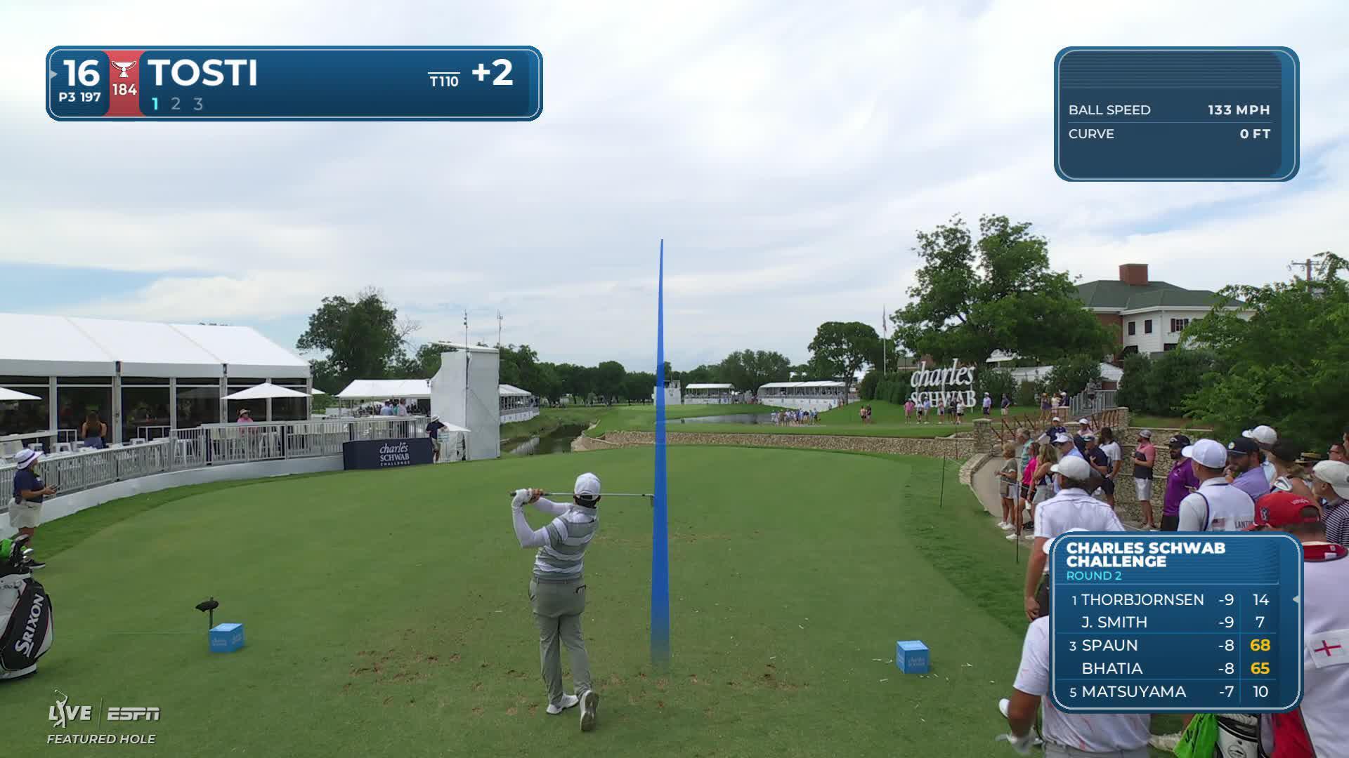 Alejandro Tosti hits tee shot to 10 feet, sets up birdie on No. 16 at Charles Schwab