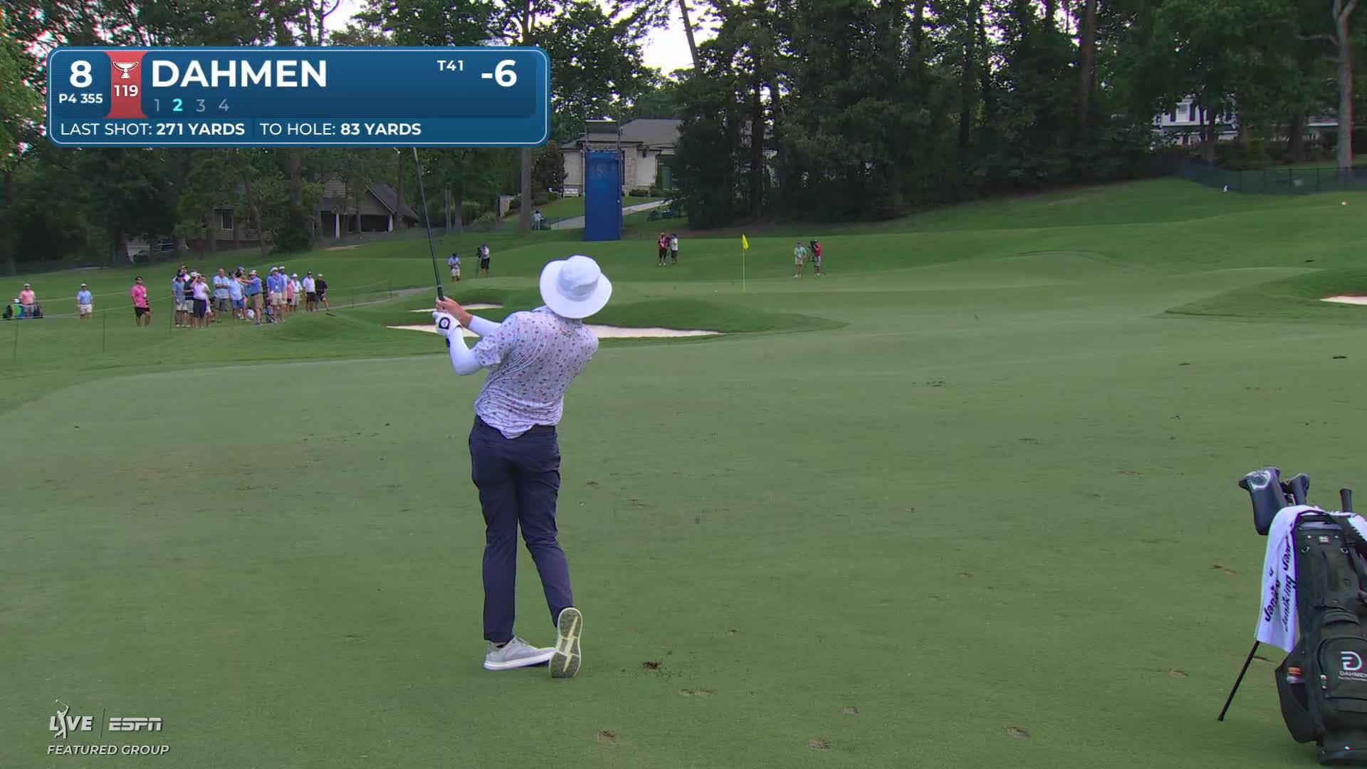 Joel Dahmen drains 15-foot birdie putt on No. 8 at Wyndham