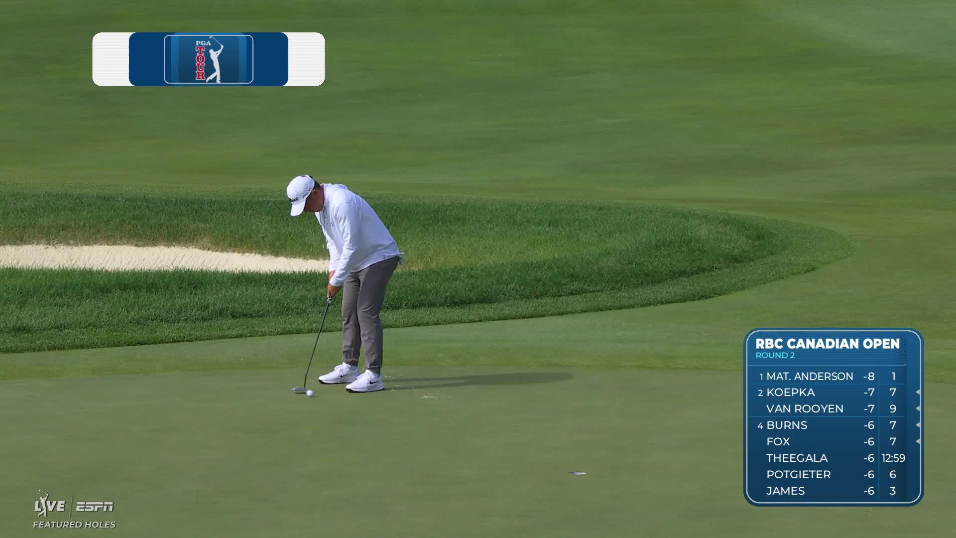 Doug Ghim sinks 13-foot putt for birdie on No. 14 at RBC Canadian