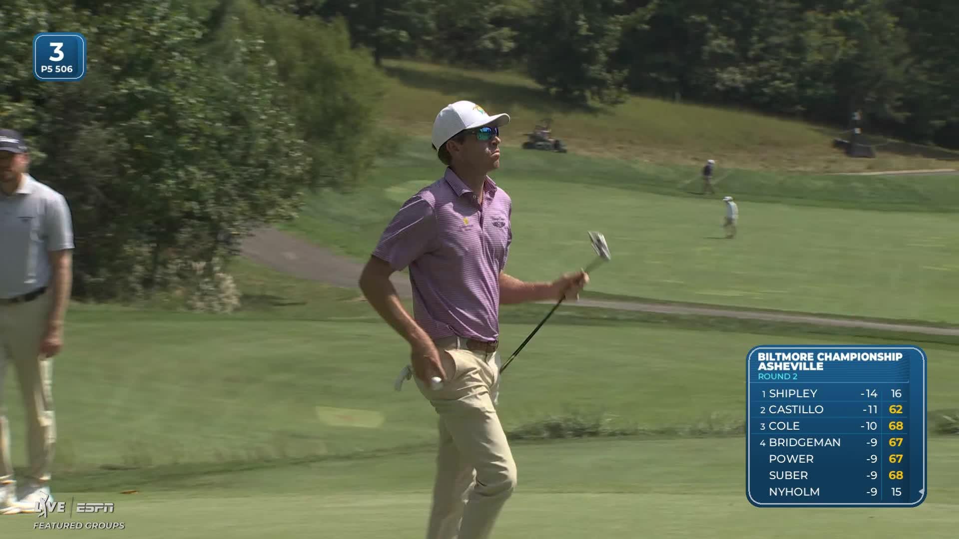 Ben Kohles sinks 9-foot putt for birdie on No. 3 at Biltmore Championship