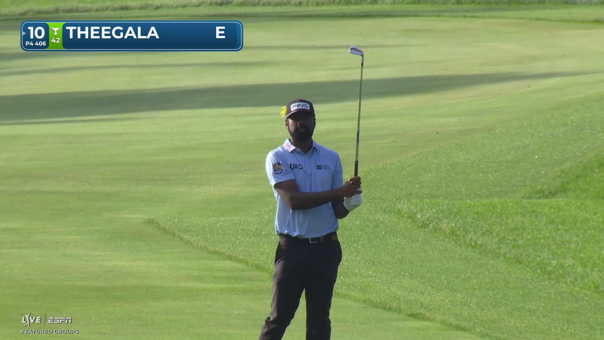 Sahith Theegala holes 36-foot shot from rough for birdie on No. 10 at RBC Canadian