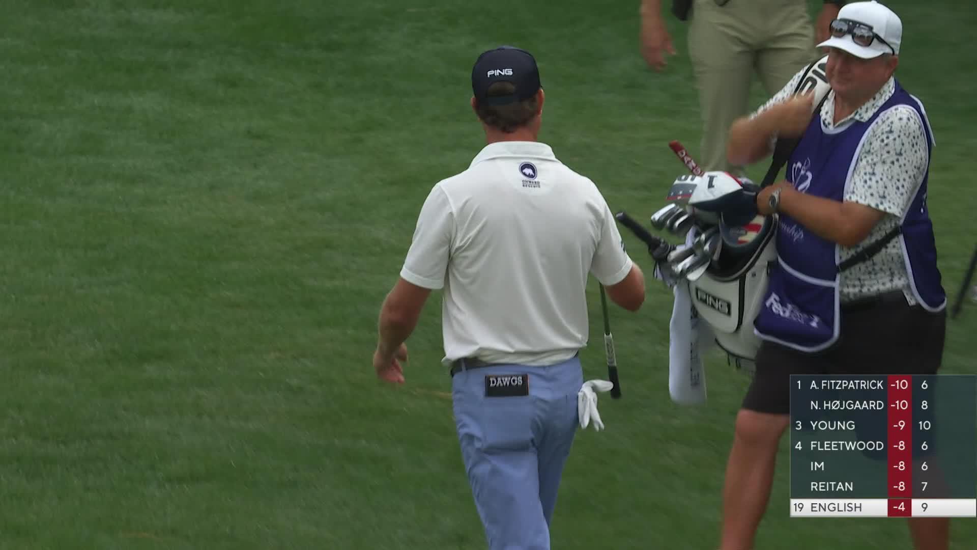 Harris English holes 67-foot shot from rough for birdie on No. 9 at Truist Championship