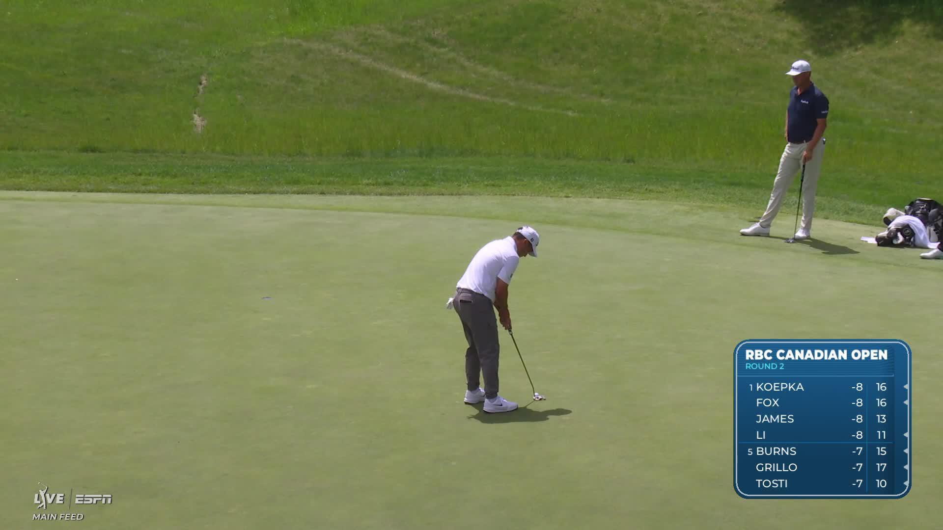 Doug Ghim sinks 17-foot putt for birdie on No. 4 at RBC Canadian