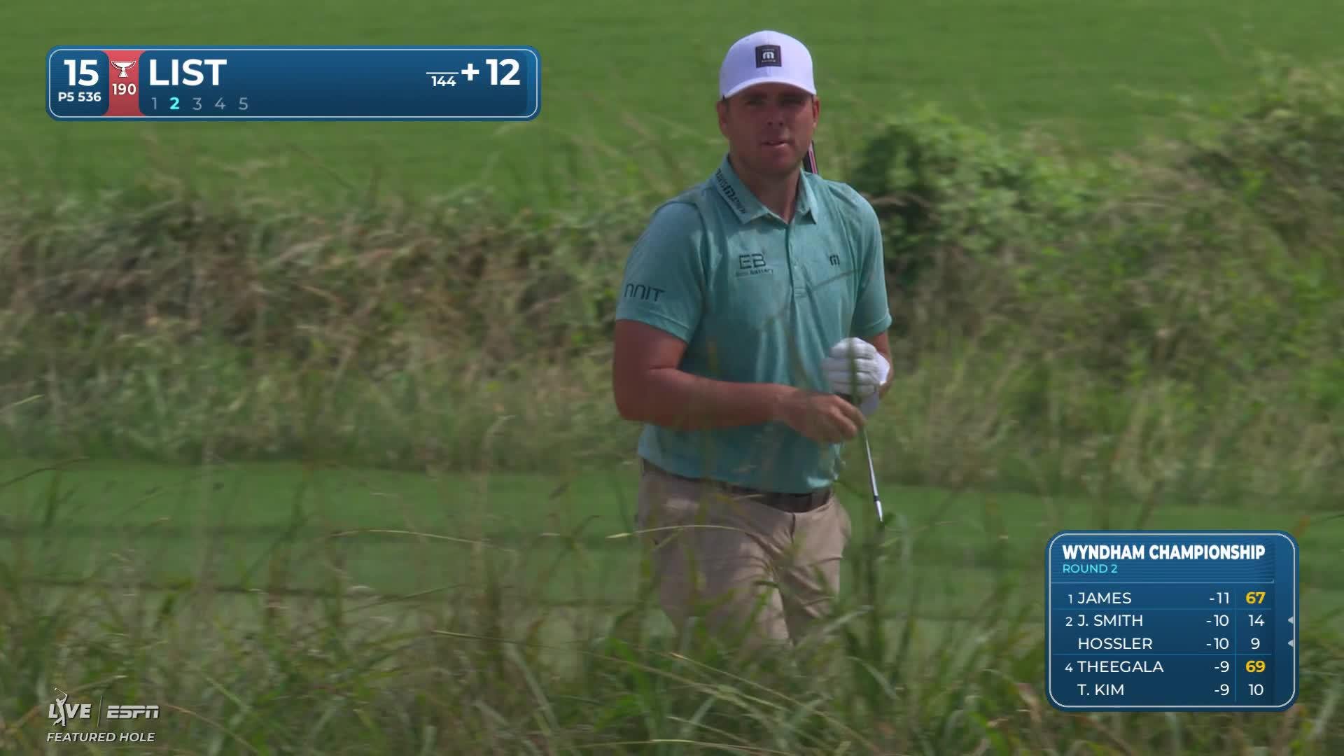 Luke List sinks 4-foot putt for birdie on No. 15 at Wyndham