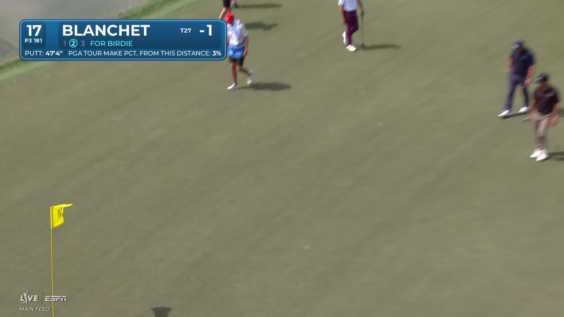 Chandler Blanchet sinks 47-foot birdie putt on No. 17 at Cognizant Classic
