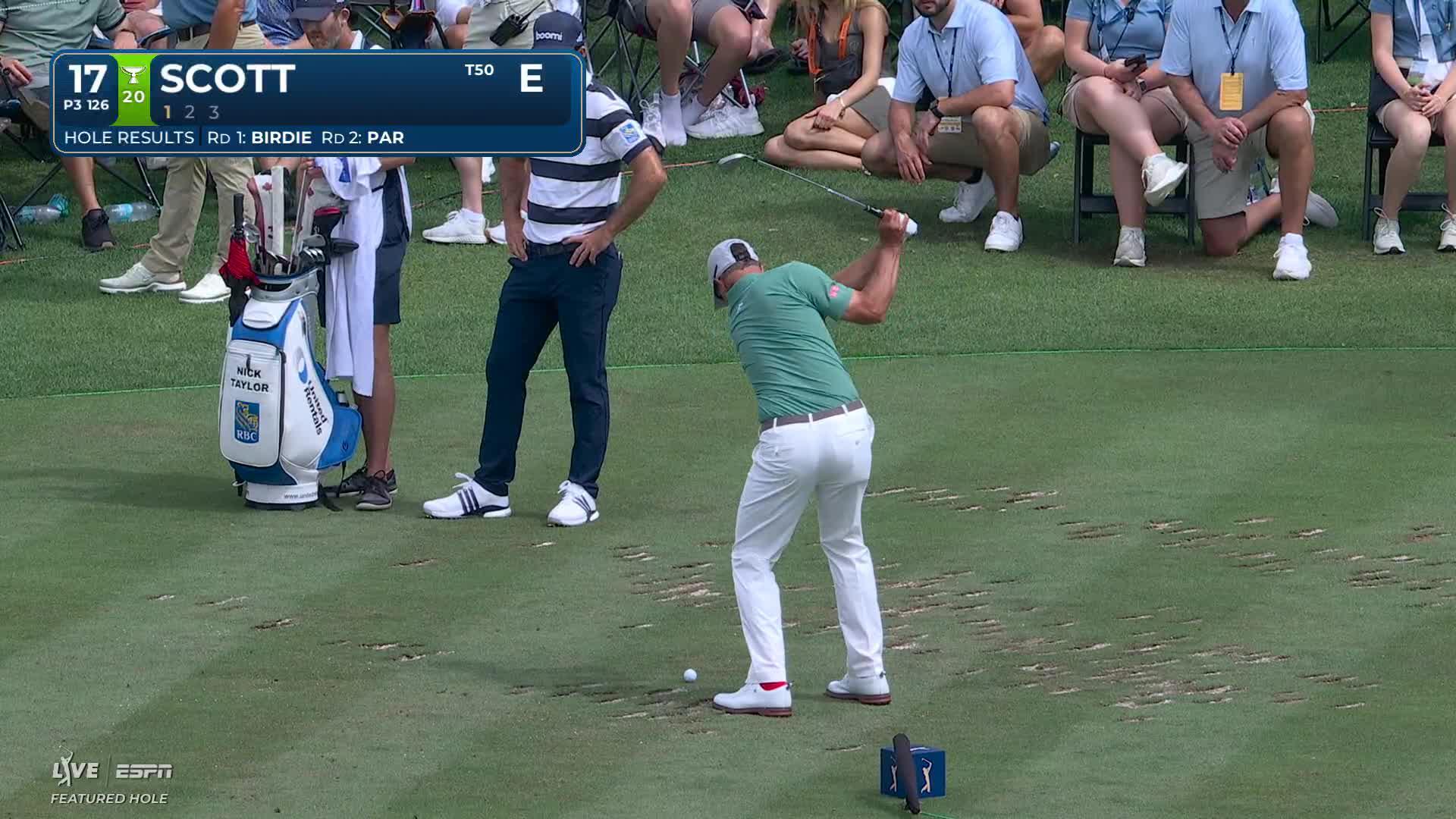 Adam Scott sinks 28-foot birdie putt on No. 17 at THE PLAYERS