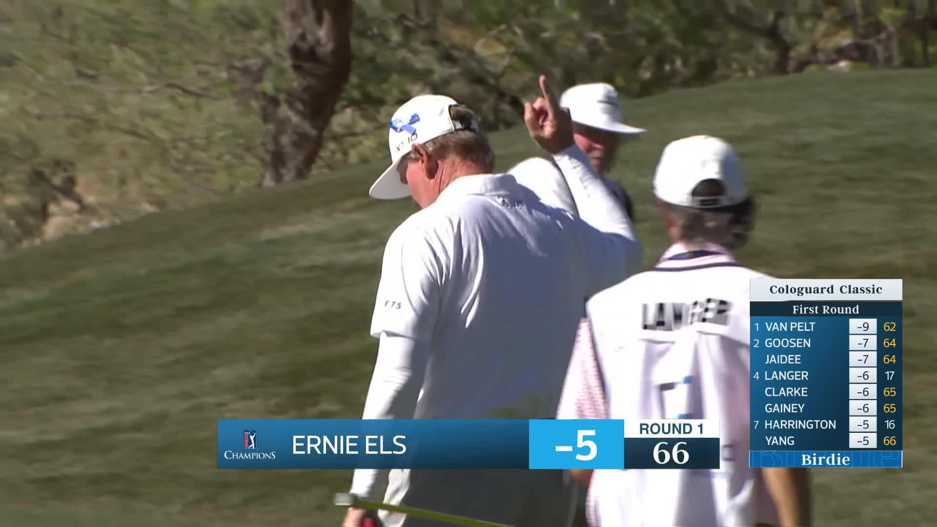 Ernie Els makes birdie putt on No. 18 at Cologuard Classic