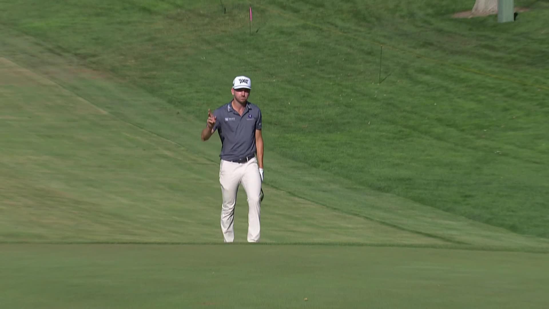 Kevin Dougherty holes out for birdie on No. 17 at Utah Championship