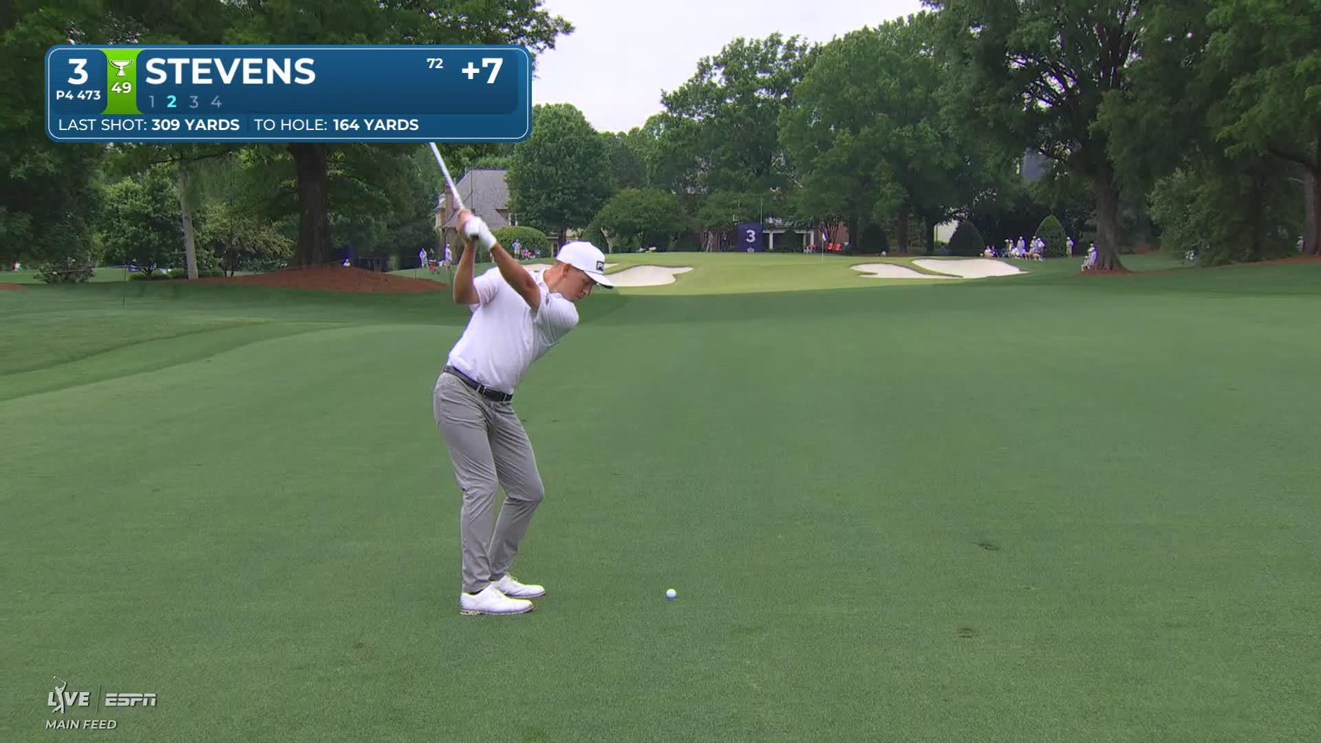 Sam Stevens gets up-and-down from 166 yards for birdie on No. 3 at Truist Championship