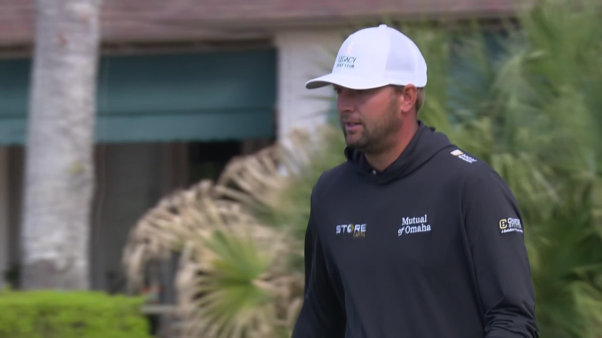 Taylor Montgomery holes out for birdie from 37-feet on No. 17 at Club Car Championship