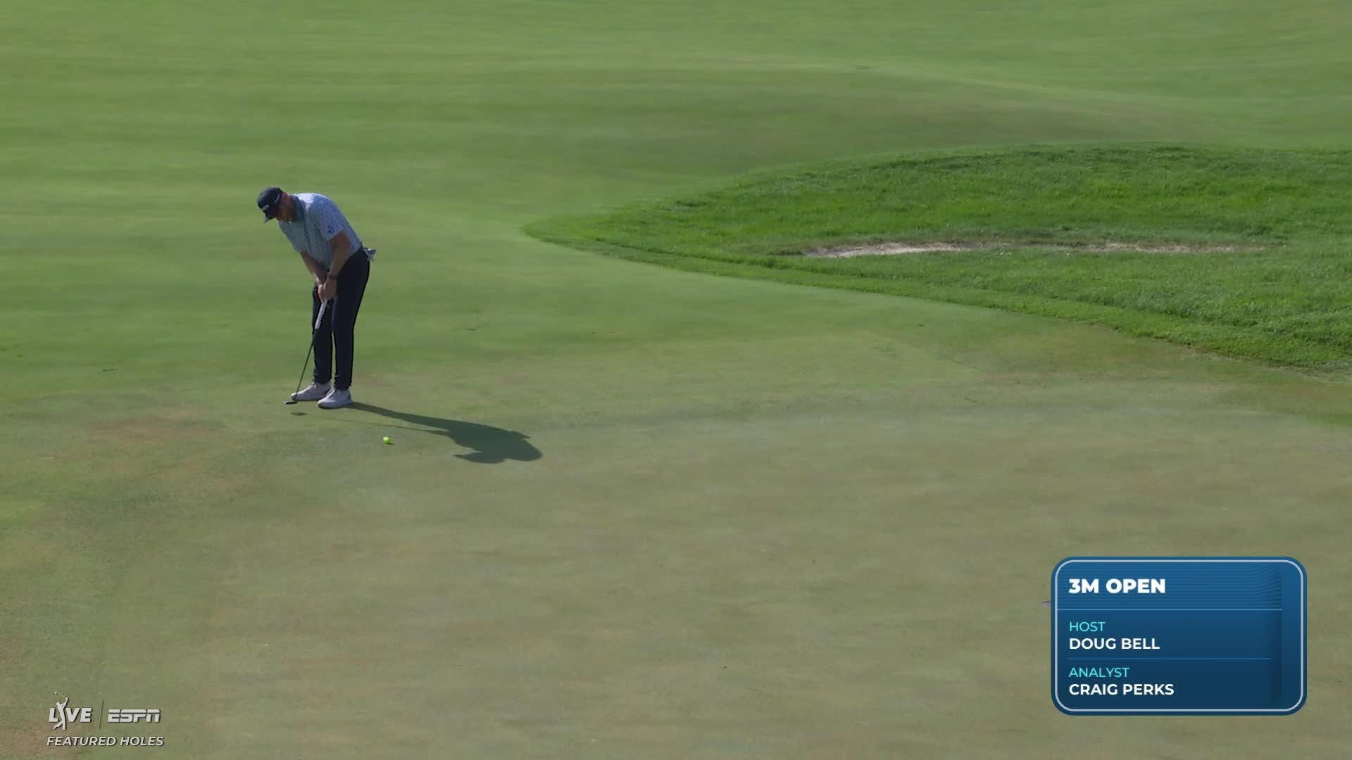 Ryan Brehm holes 24-foot approach for birdie on No. 8 at 3M Open