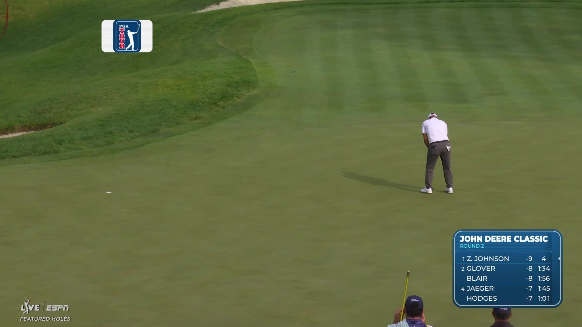 Emiliano Grillo drains 19-foot putt for birdie on No. 12 at John Deere
