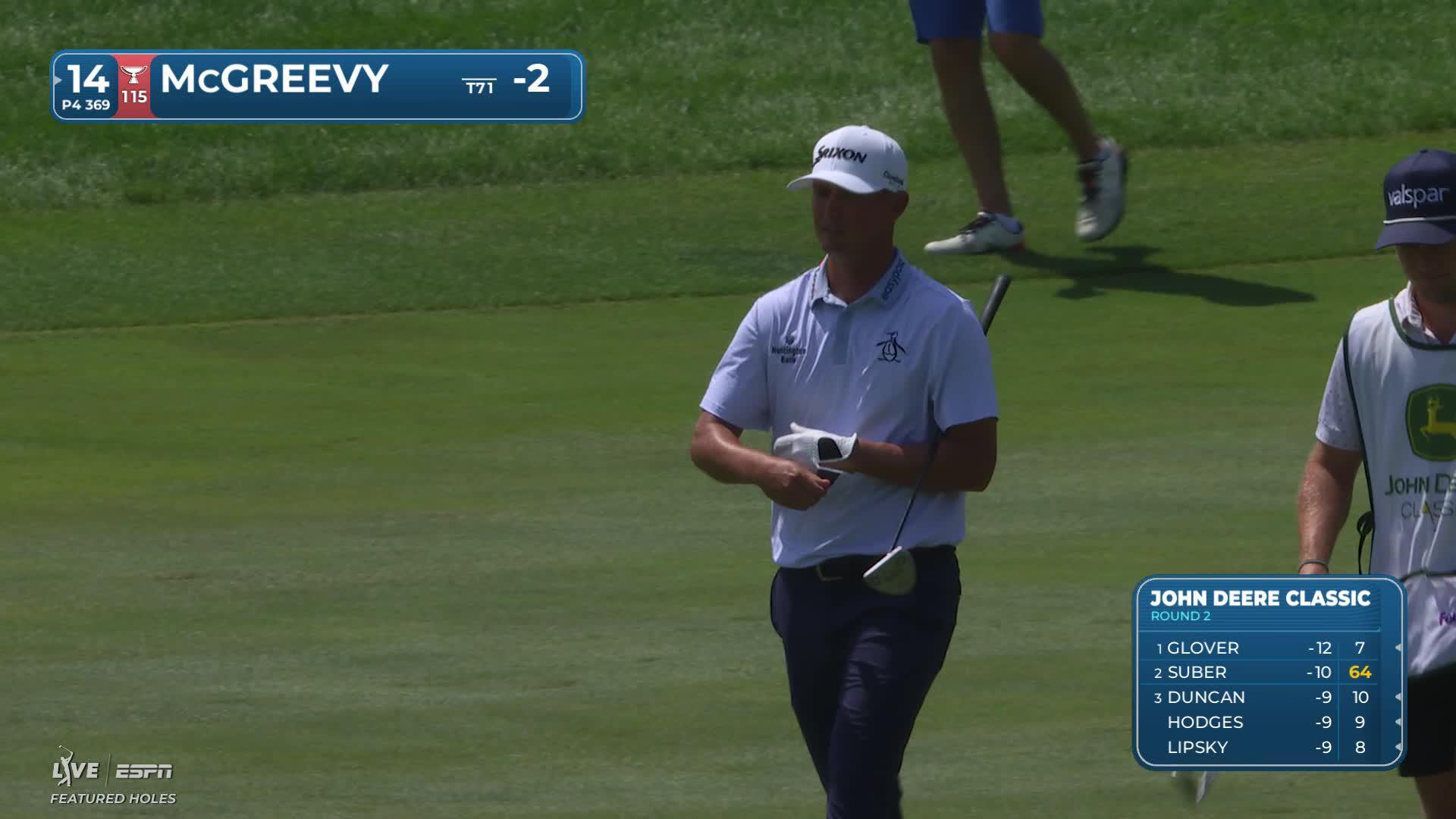 Max McGreevy's 92-yard approach sets up birdie on No. 14 at John Deere
