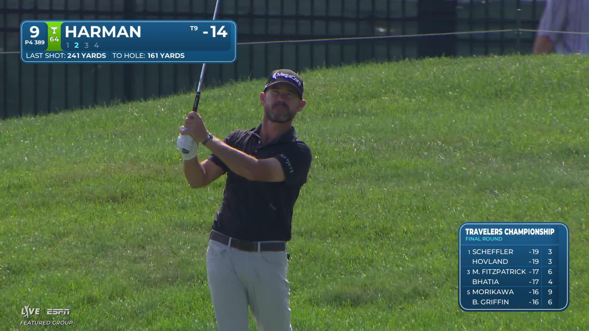 Brian Harman makes birdie on No. 9 at Travelers