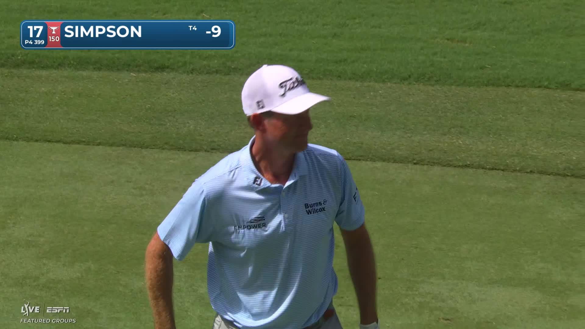 Webb Simpson's 109-yard approach sets up birdie on No. 17 at Wyndham