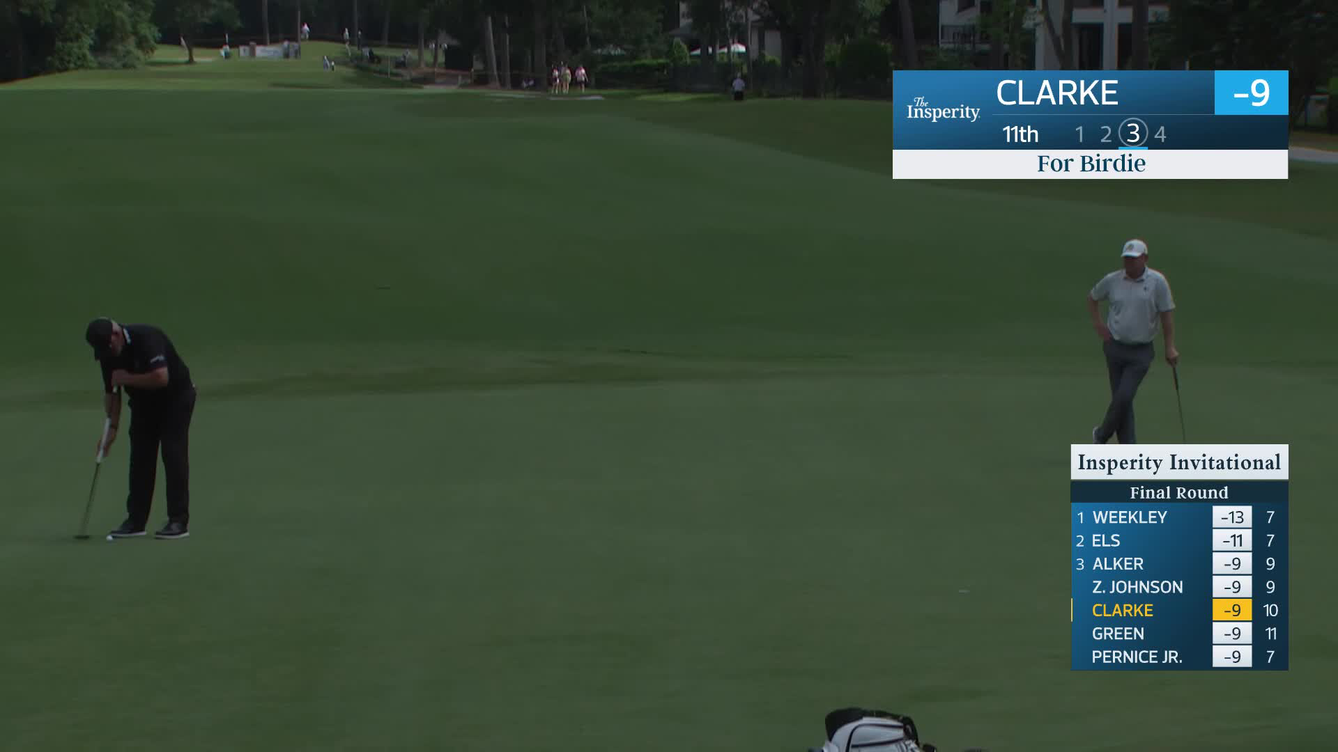 Darren Clarke makes birdie putt on No. 11 at Insperity Invitational