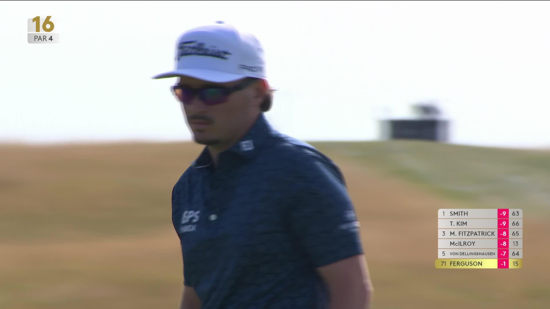 Ewen Ferguson drains 18-foot putt for birdie on No. 16 at Genesis Scottish Open