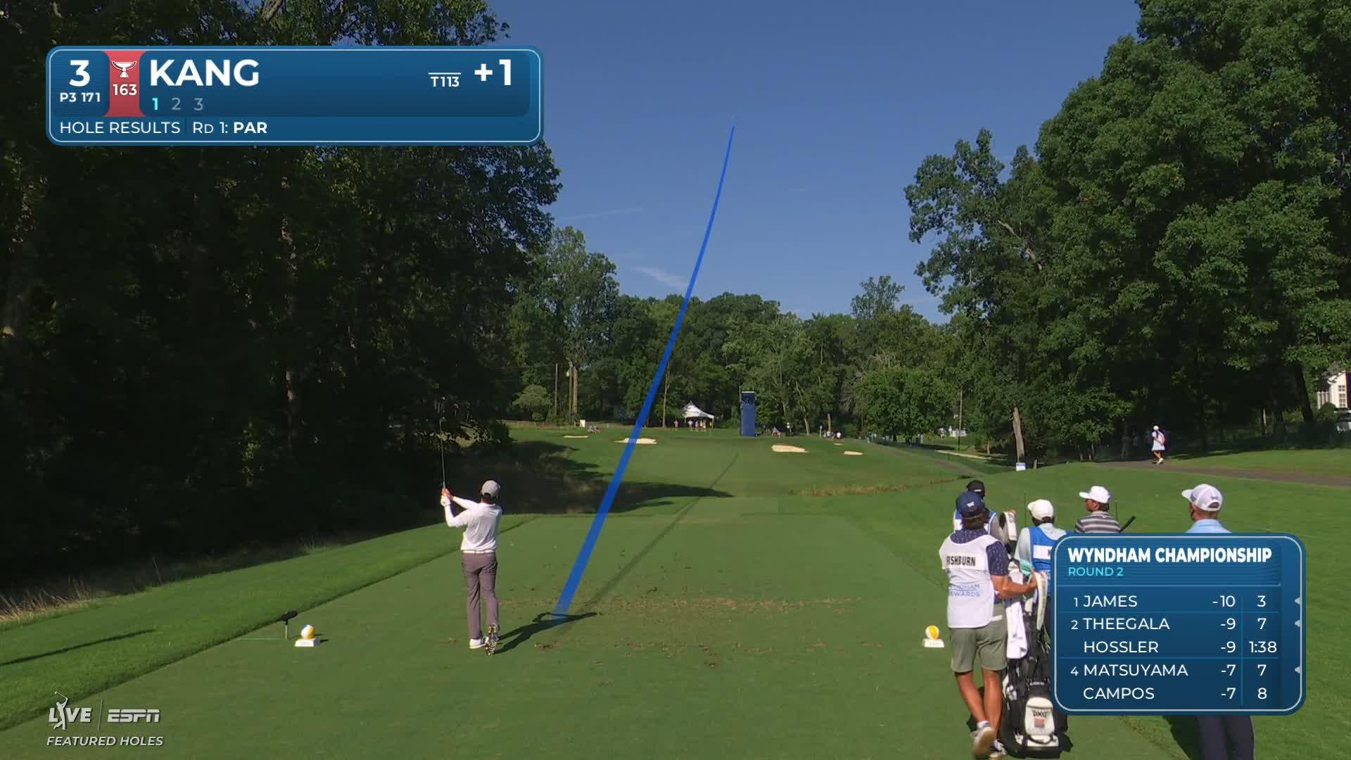 Jeffrey Kang hits tee shot to 7 feet, sets up birdie on No. 3 at Wyndham