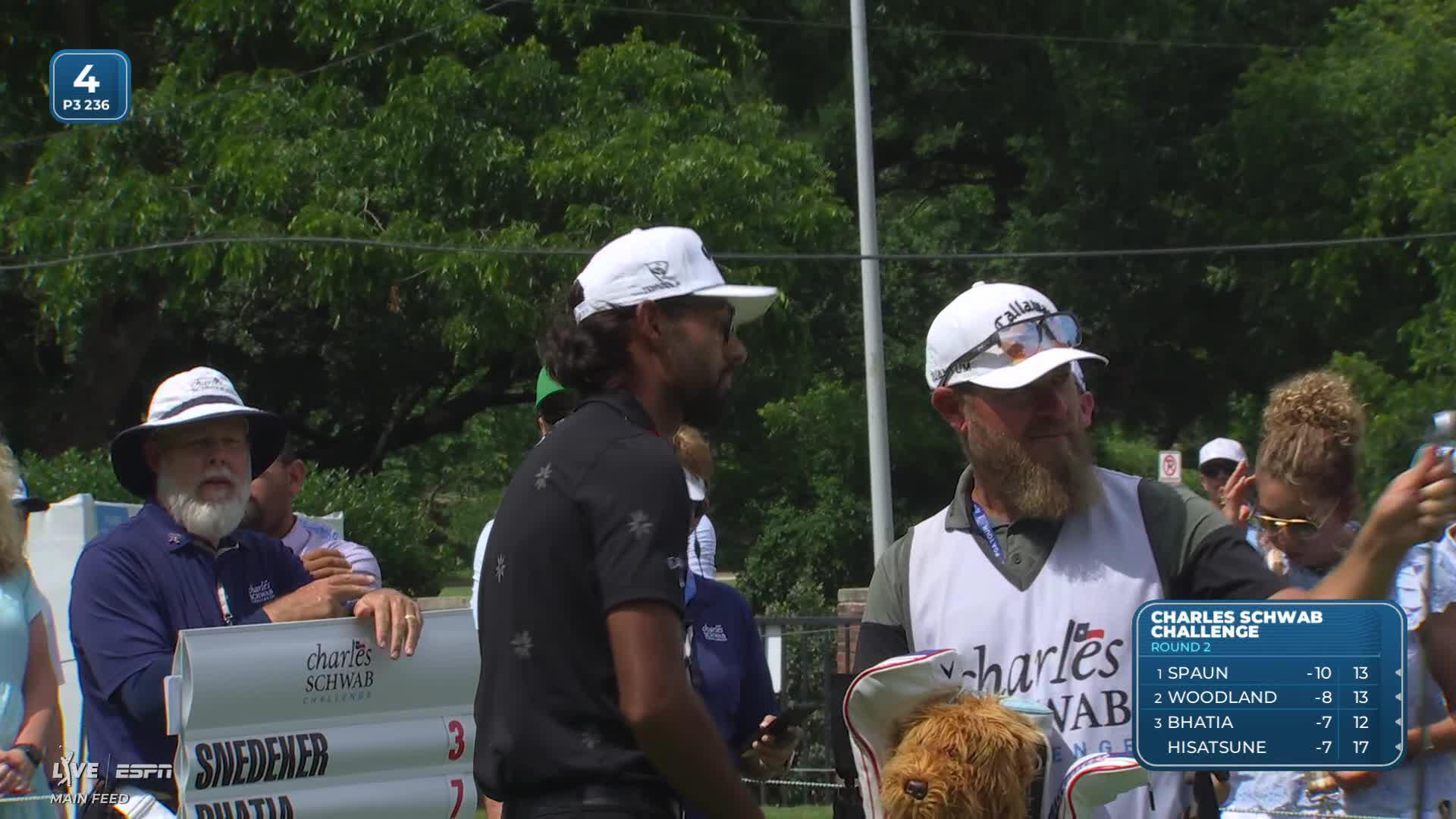 Akshay Bhatia hits tee shot to 5 feet, sets up birdie on No. 4 at Charles Schwab