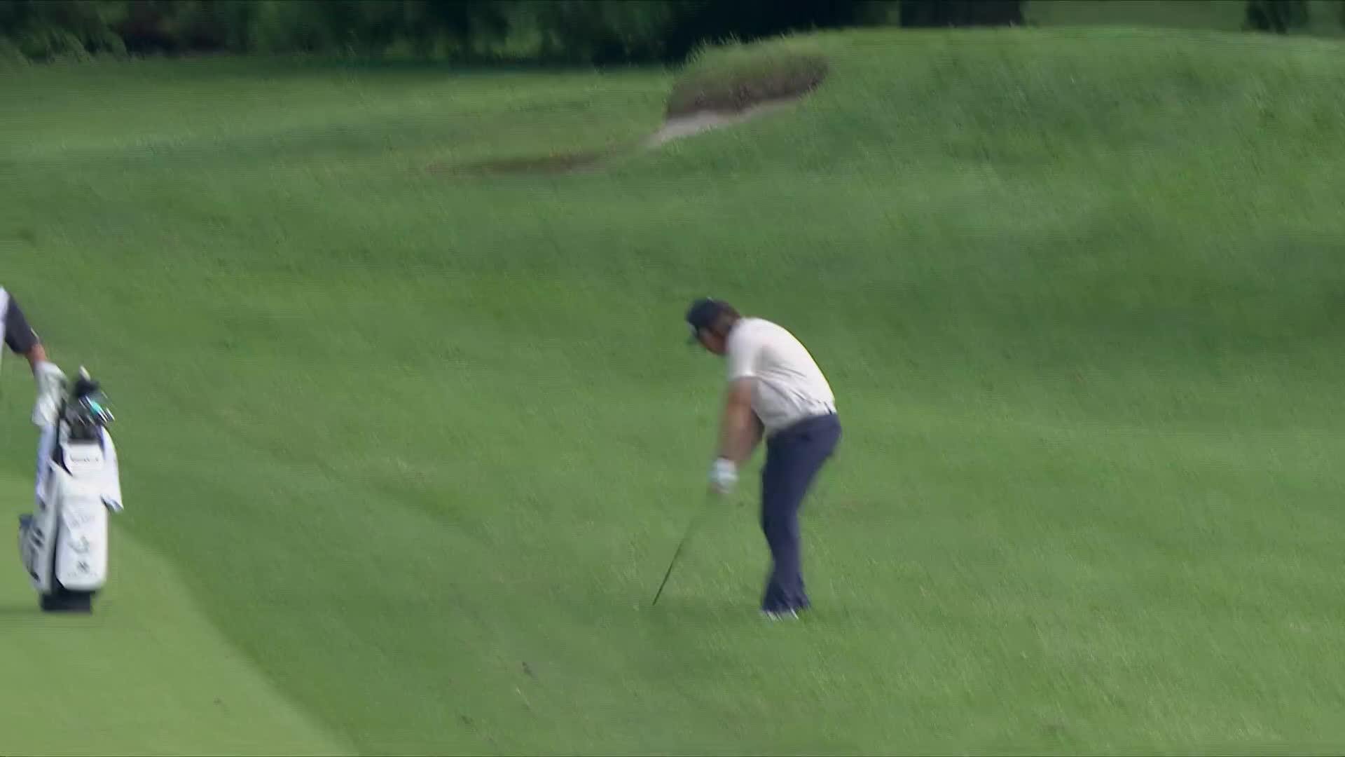 Neal Shipley gets up-and-down from 121 yards for birdie on No. 16 at ISCO Championship