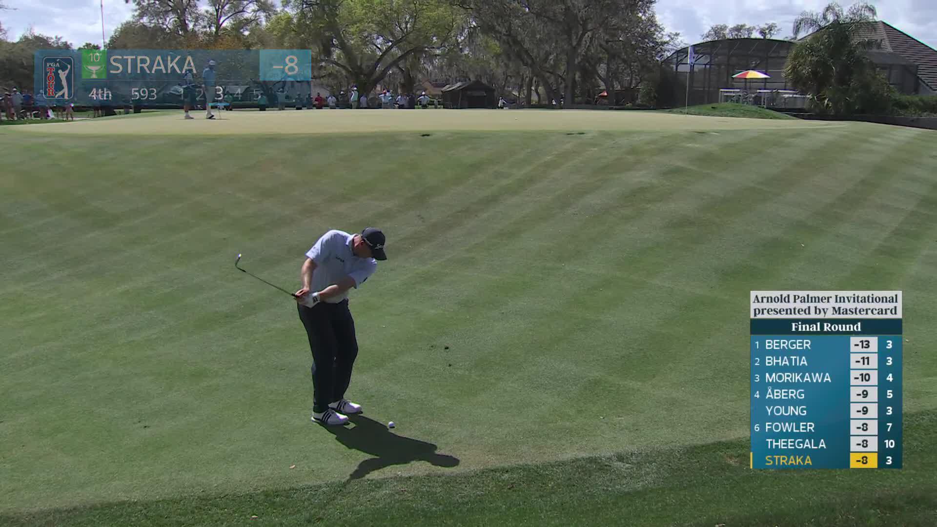 Sepp Straka drains 4-foot birdie putt on No. 4 at Arnold Palmer