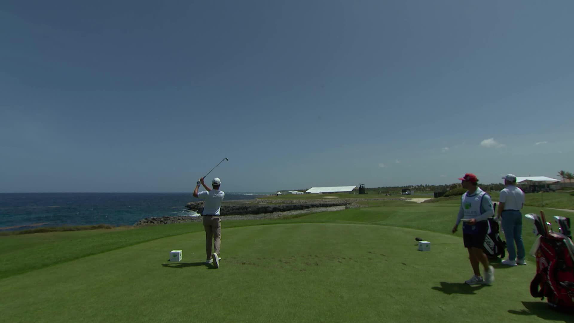 Nick Hardy hits tee shot to 14 feet, sets up birdie on No. 9 at Corales Puntacana