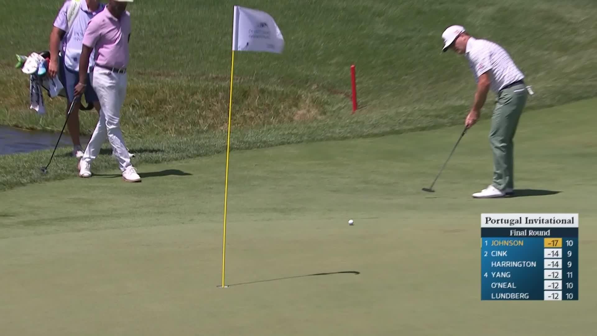 Zach Johnson holes out for birdie on No. 11 at Portugal Invitational