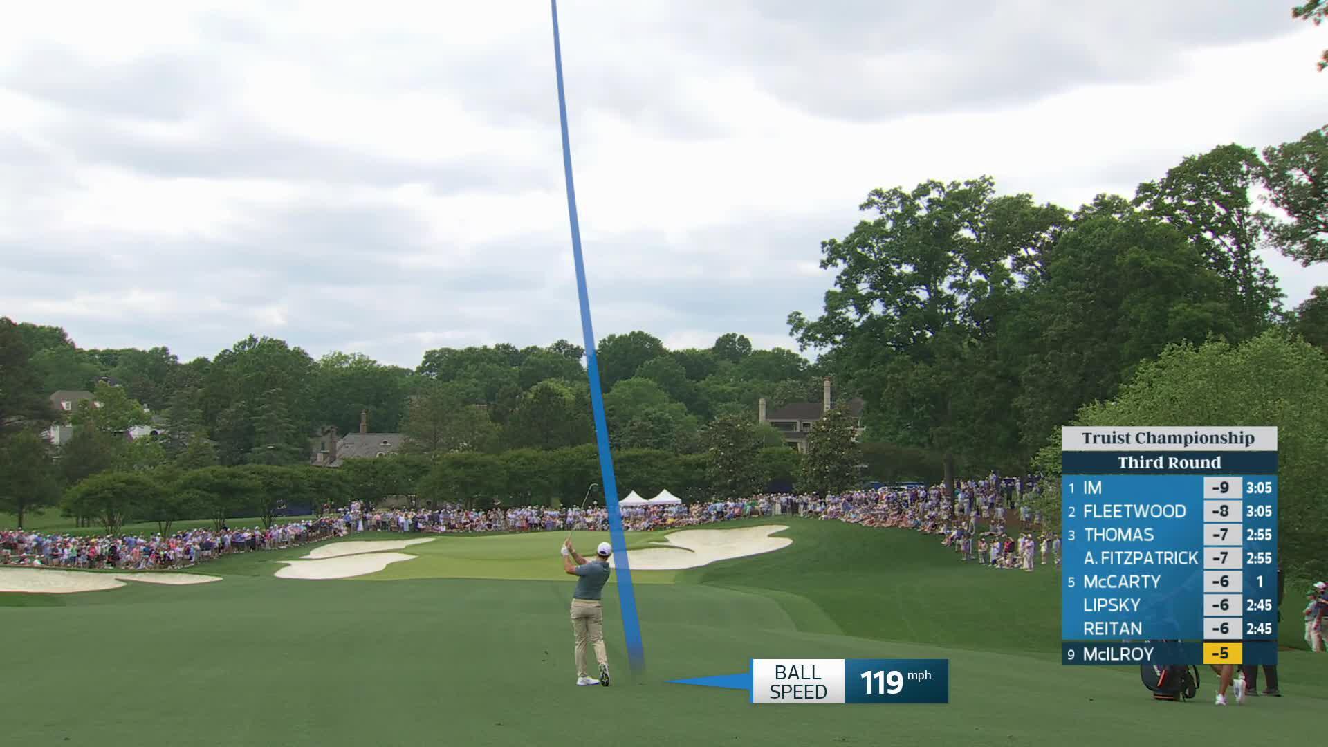 Rory McIlroy's 168-yard approach sets up birdie on No. 1 at Truist Championship
