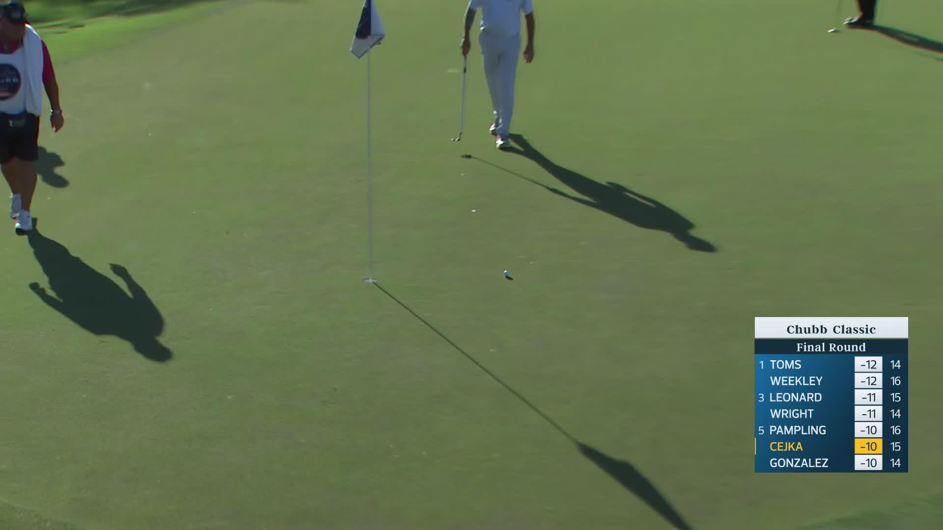 Alex Cejka makes birdie on No. 16 at Chubb Classic