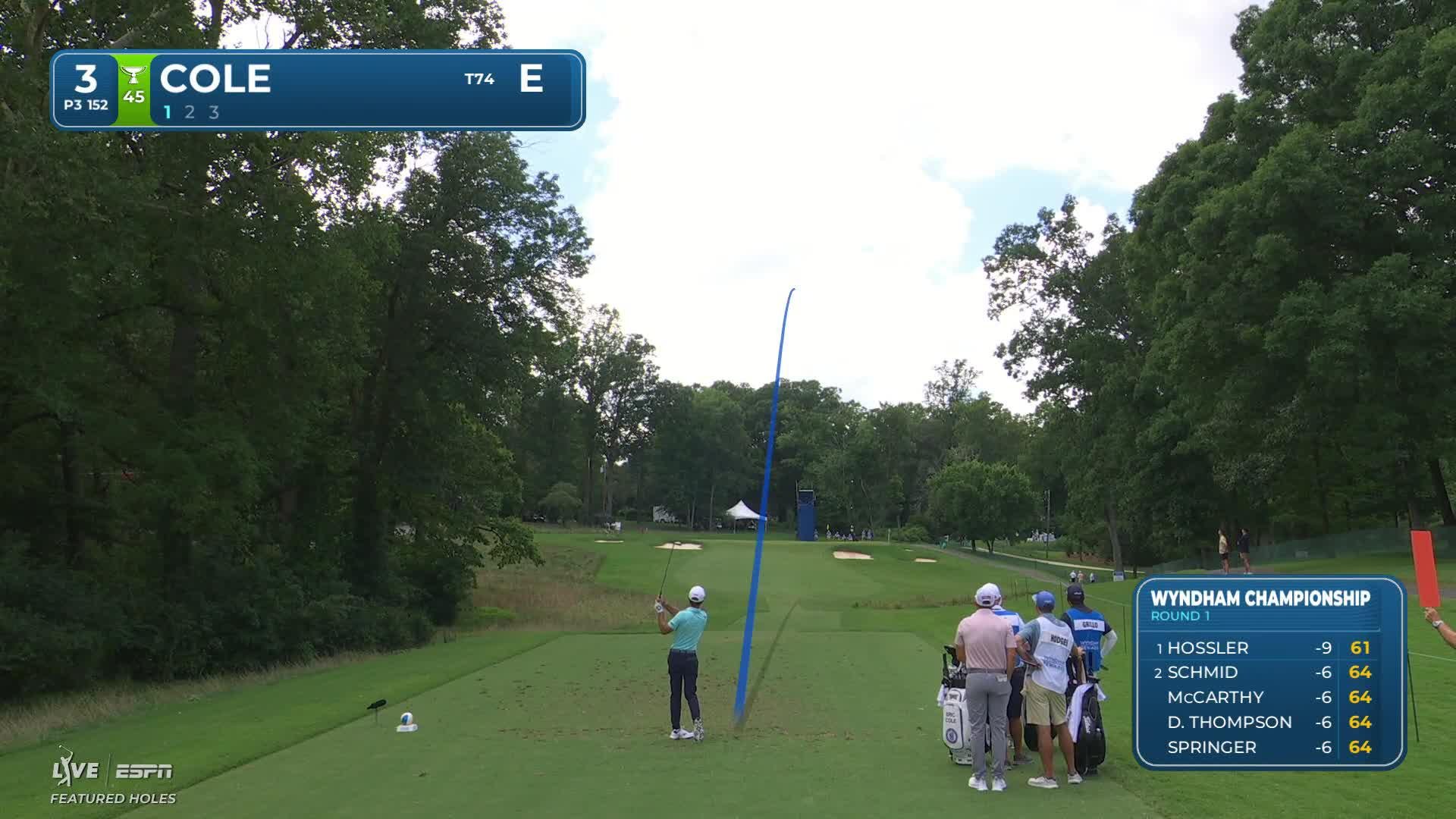 Eric Cole hits tee shot to 11 feet, sets up birdie on No. 3 at Wyndham