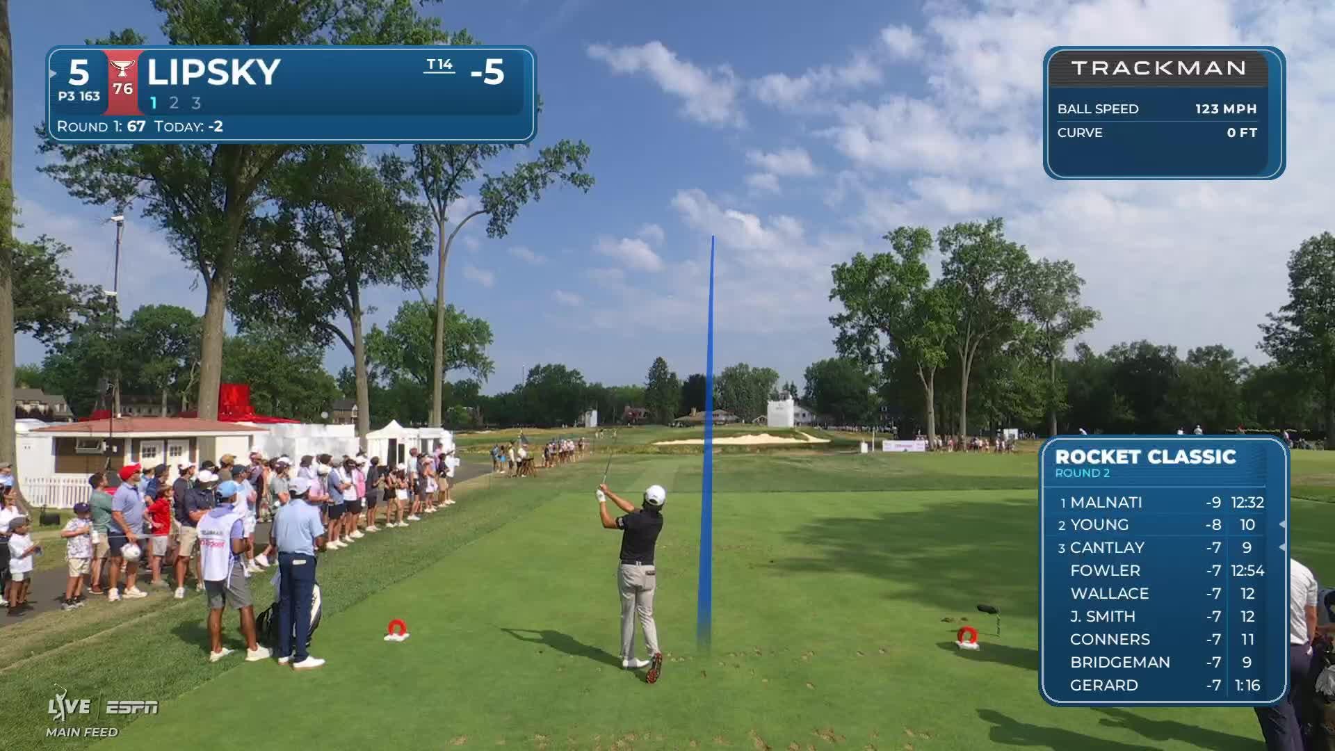 David Lipsky hits tee shot to 14 feet, sets up birdie on No. 5 at Rocket Classic