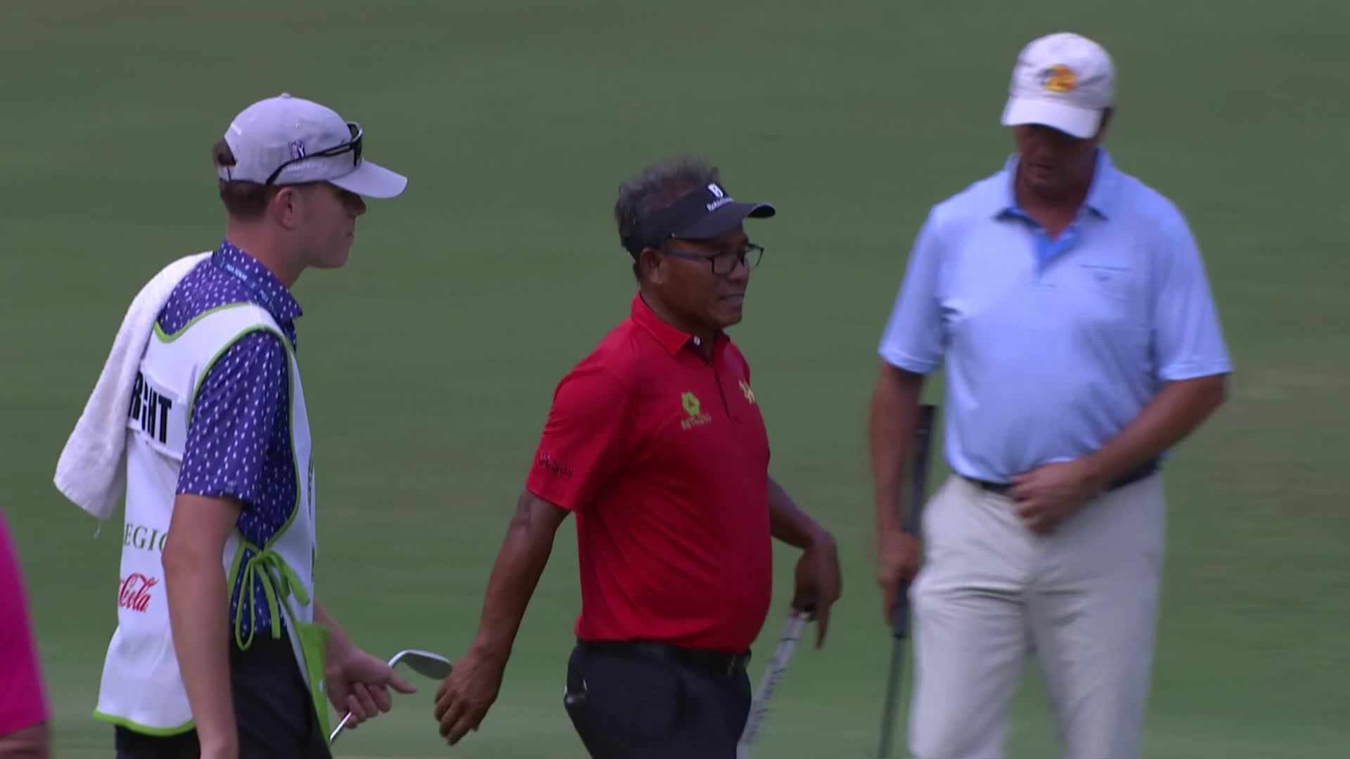 Thongchai Jaidee makes birdie putt on No. 2 at Regions Tradition