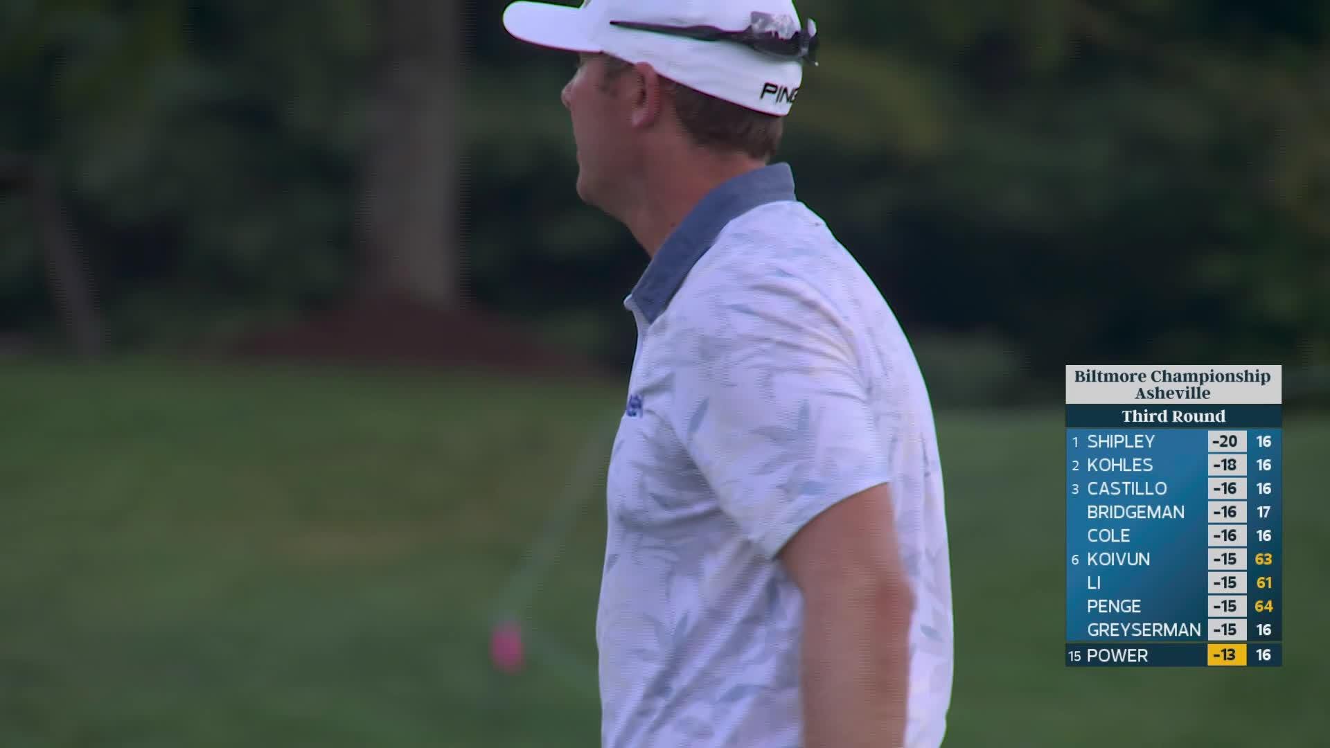 Seamus Power sinks 3-foot putt for birdie on No. 17 at Biltmore Championship