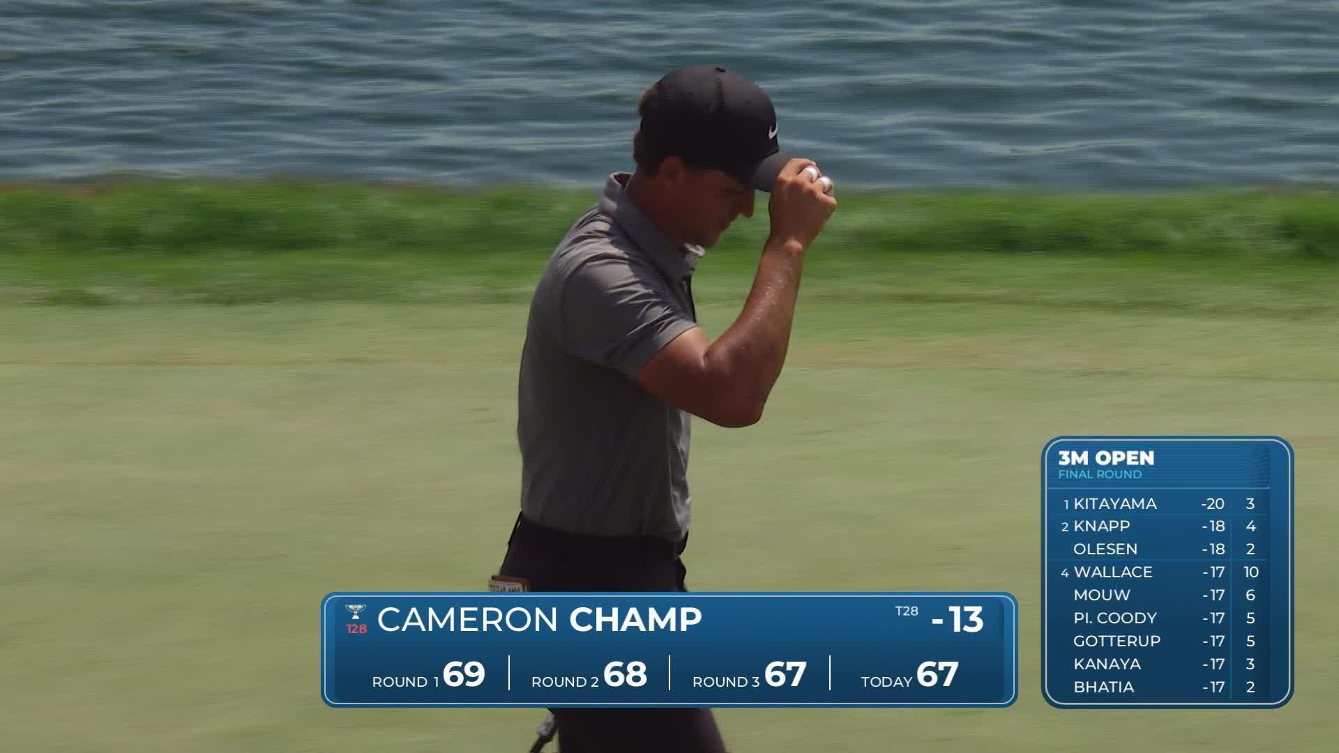 Cameron Champ makes eagle putt on No. 18 at 3M Open