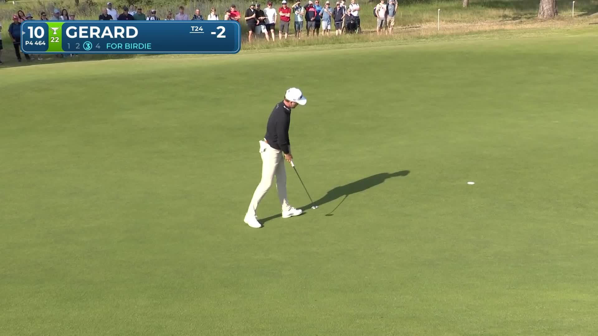 Ryan Gerard drains 10-foot putt for birdie on No. 10 at Genesis Scottish Open