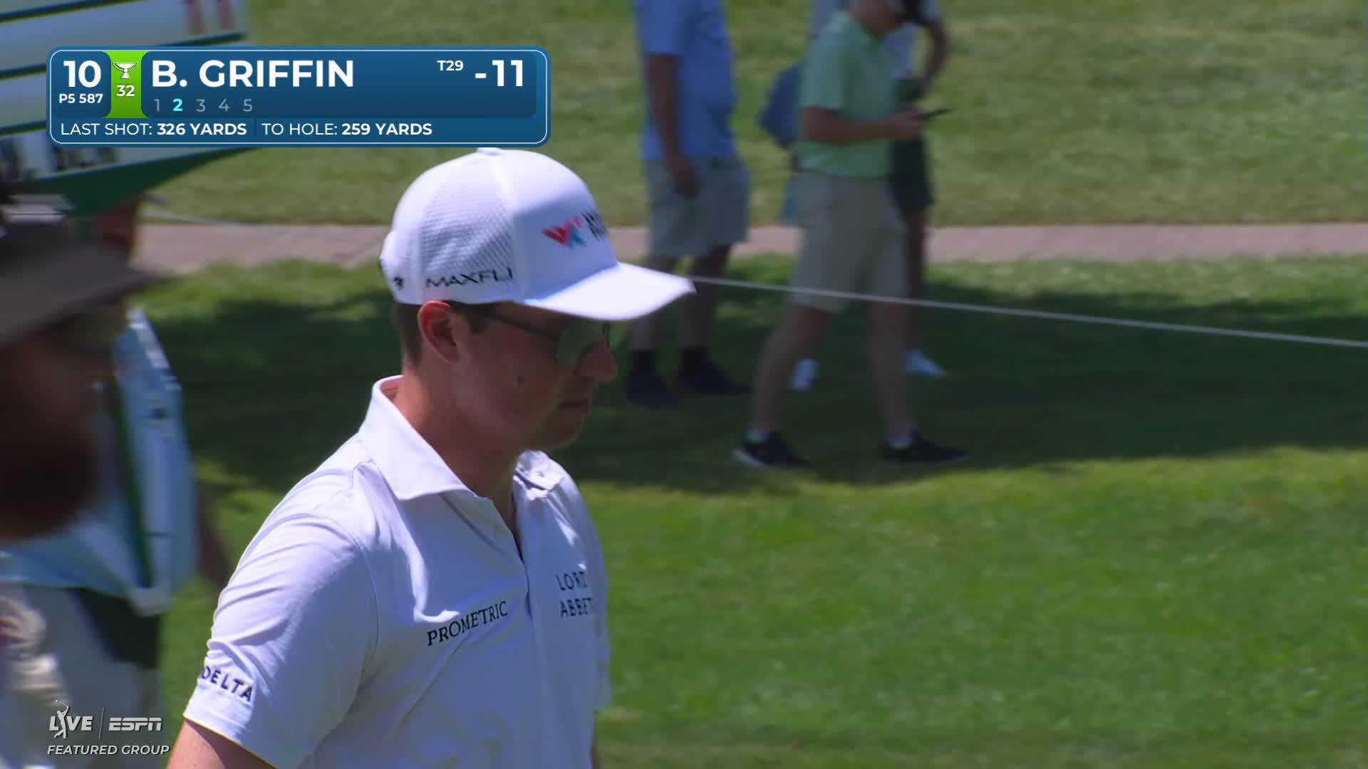 Ben Griffin gets up-and-down from 80 yards for birdie on No. 10 at John Deere