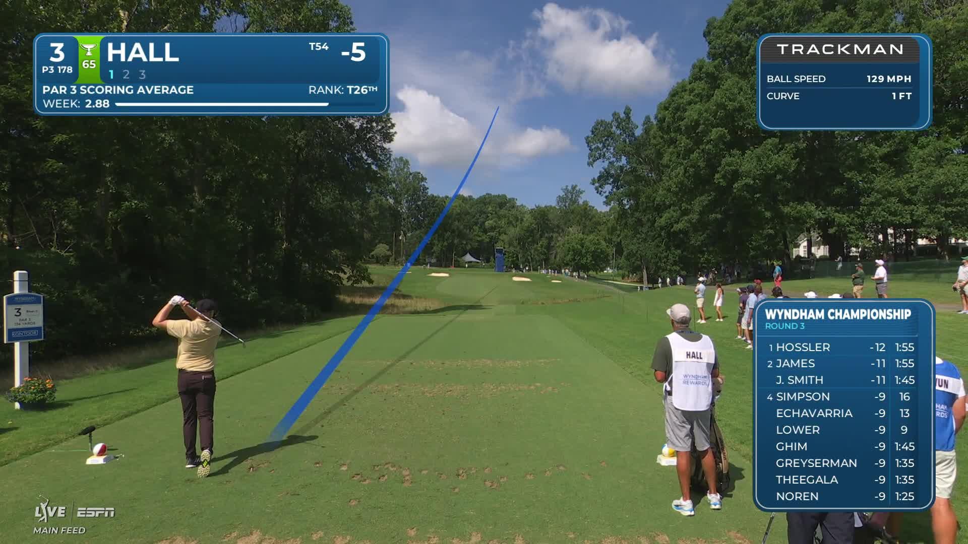 Harry Hall hits tee shot to 3 feet, sets up birdie on No. 3 at Wyndham