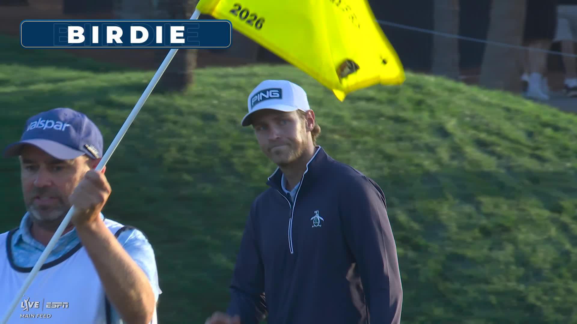 Kristoffer Reitan holes out from 18 feet for birdie on No. 2 at THE PLAYERS