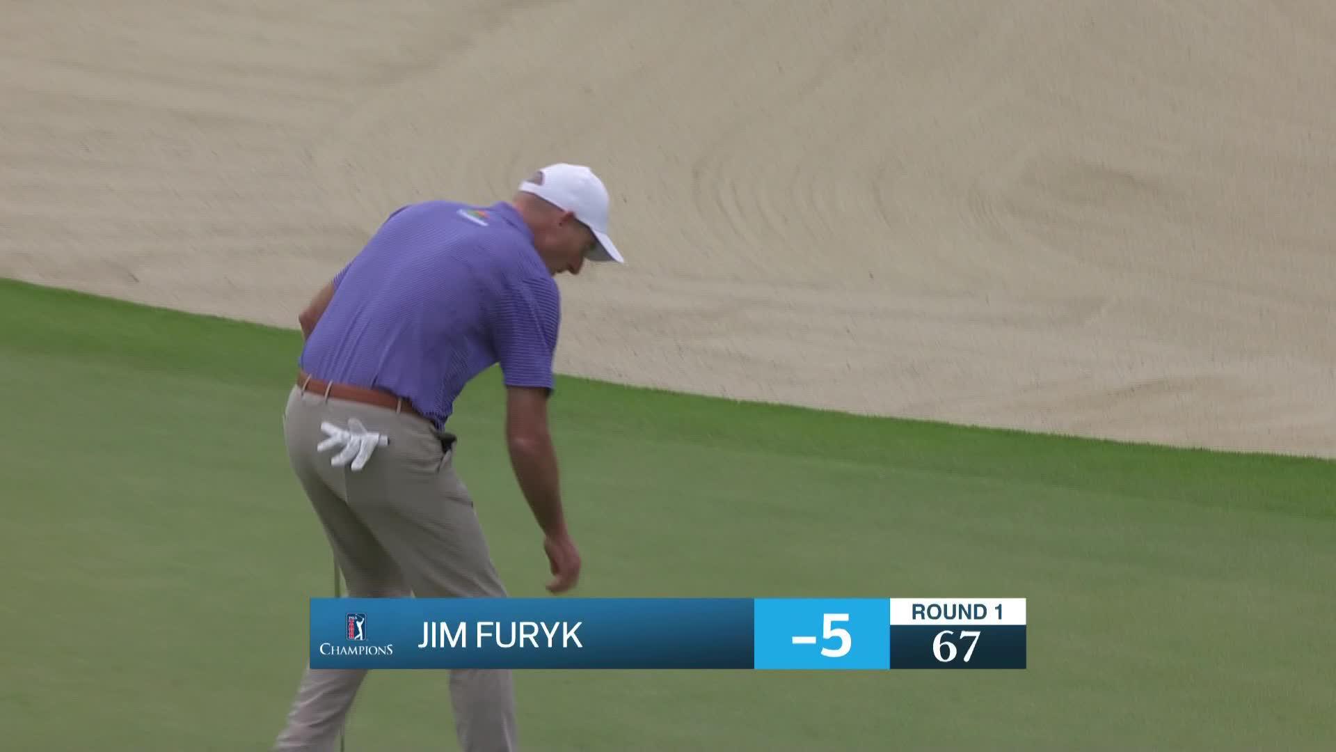 Jim Furyk makes birdie on No. 18 at Mitsubishi Electric Championship at Hualalai