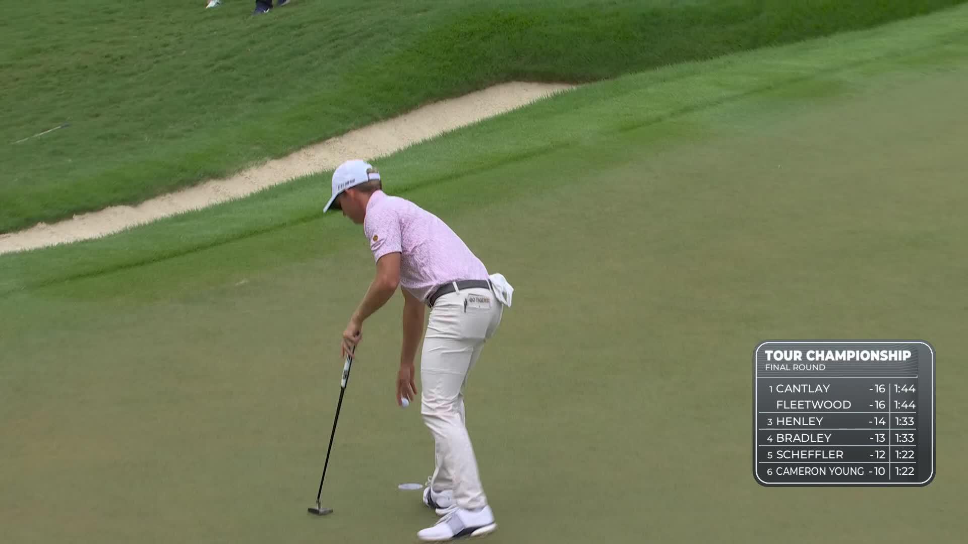 Jacob Bridgeman rolls in birdie from 17-feet on No. 4 at TOUR Championship