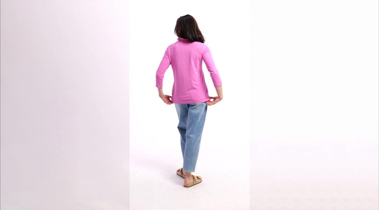 Belle by Kim Gravel Slub Knit Frill Seeker 3/4 Sleeve Top - QVC.com
