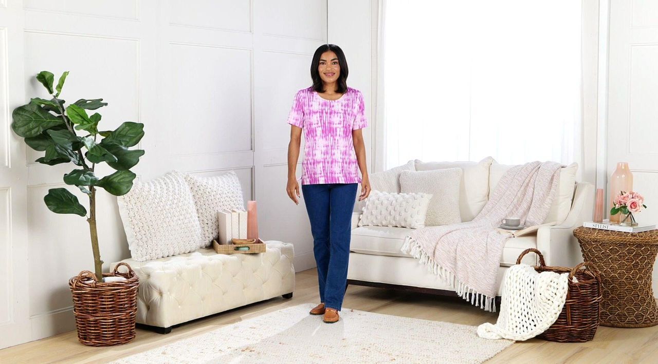 Denim & Co. Printed Favorite Jersey Short-Sleeve Scoopneck