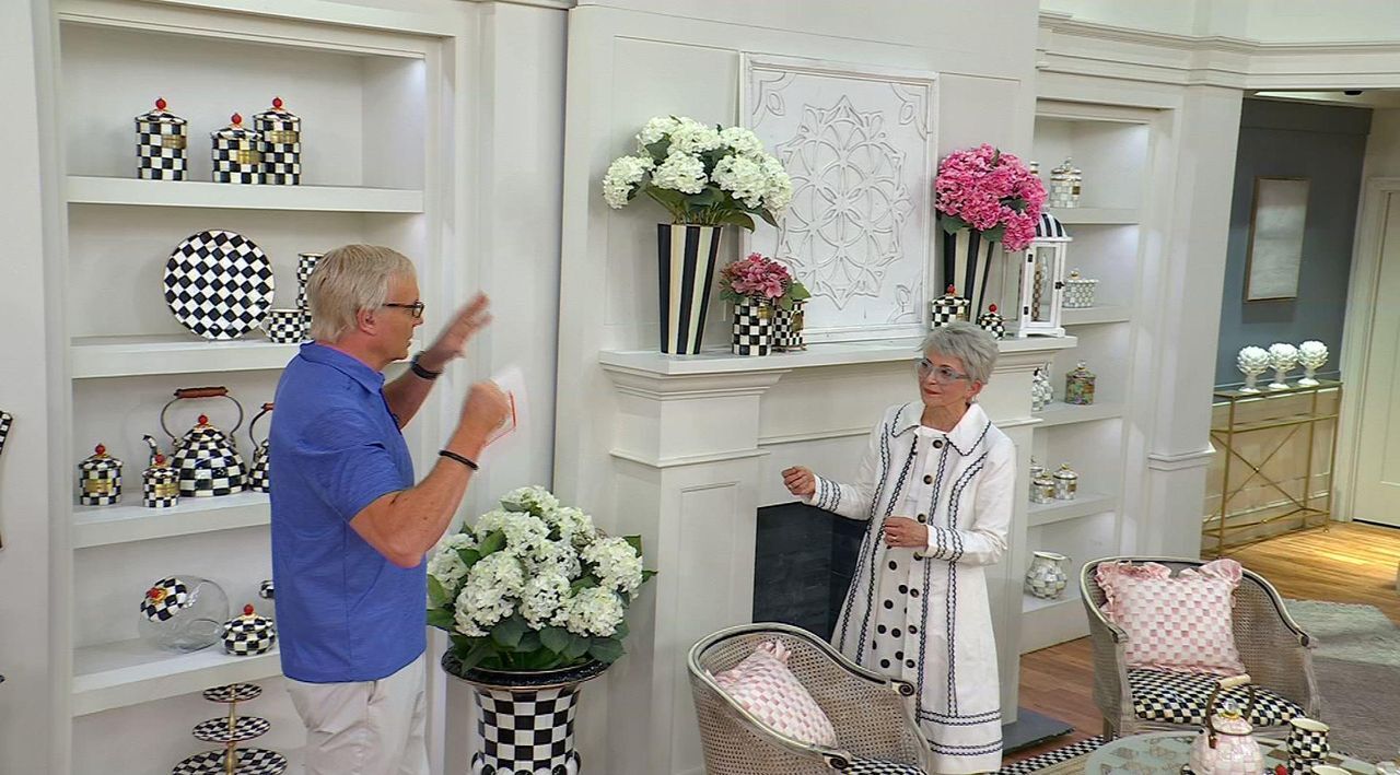 MacKenzie Childs Hanging Basket with Faux Hydrangea - QVC.com
