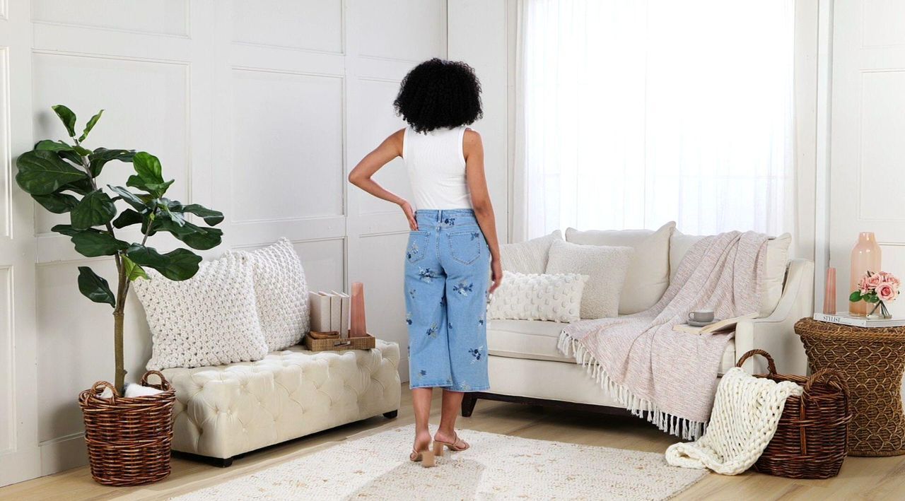 Driftwood Jeans Amie Embroidered Culotte Jean - Bold Blossom - QVC.com