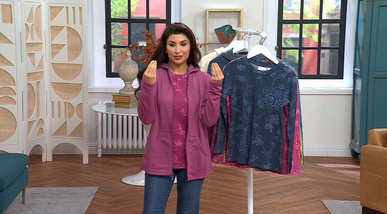 Belle by Kim Gravel Micro Waffle Vintage Floral Printed Top