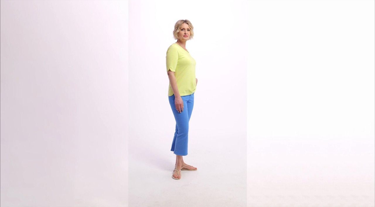 Denim & Co. Essentials Favorite Jersey Elbow Sleeve V-Neck Top